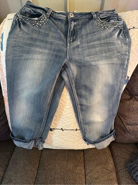 Fashion Bug Light Blue Studded Boyfriend Jeans